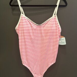 Shade & Shore | Pink Striped One Piece Swimsuit | Large‎ | NWT